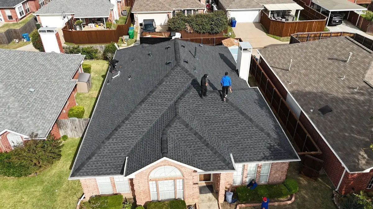 Slate & Tile Roof Repair work in progress on a East Grand Forks property